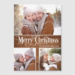 Frohe Weihnachten Rustikal 3 FOTO Magnetische Kart Magnetkarte