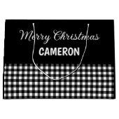 Frohe Weihnachten Rustikal Black & White Buffalo K Große Geschenktüte (Vorderseite)