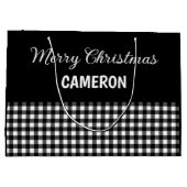 Frohe Weihnachten Rustikal Black & White Buffalo K Große Geschenktüte (Rückseite)