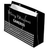 Frohe Weihnachten Rustikal Black & White Buffalo K Große Geschenktüte (Vorderseite Schrägansicht)