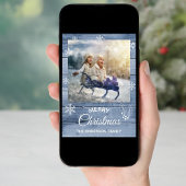 Frohe Weihnachten rustikal blaue Holzkarte