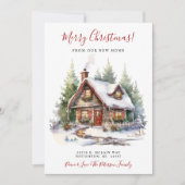 Frohe Weihnachten Rustikal New Zuhause Moving Ankündigung (Vorderseite)