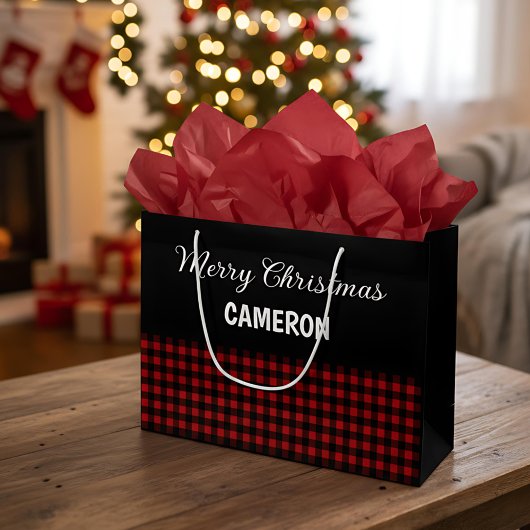 Frohe Weihnachten Rustikal Red & Black Buffalo Kar Große Geschenktüte