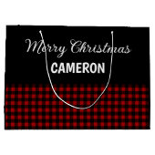 Frohe Weihnachten Rustikal Red & Black Buffalo Kar Große Geschenktüte (Rückseite)