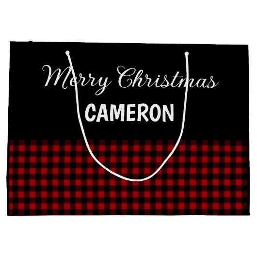 Frohe Weihnachten Rustikal Red & Black Buffalo Kar Große Geschenktüte (Rückseite)