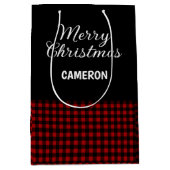 Frohe Weihnachten Rustikal Red & Black Buffalo Kar Mittlere Geschenktüte (Vorderseite)