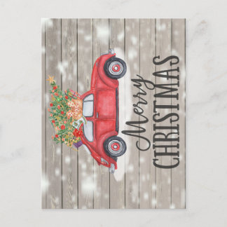 Frohe Weihnachten Rustikal Vintage Auto Geschenke  Postkarte