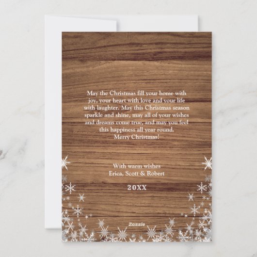 Frohe Weihnachten Rustikale 4 Foto Gruß (Rückseite)