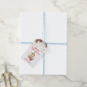 Frohe Weihnachten rustikale Aquarellgoldlatte Geschenkanhänger (Mit Garn)