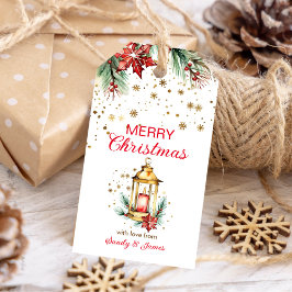 Frohe Weihnachten rustikale Aquarellgoldlatte Geschenkanhänger