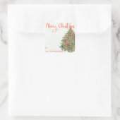 Frohe Weihnachten Rustikale Baumgeschenk Etikett Quadratischer Aufkleber (Tasche)