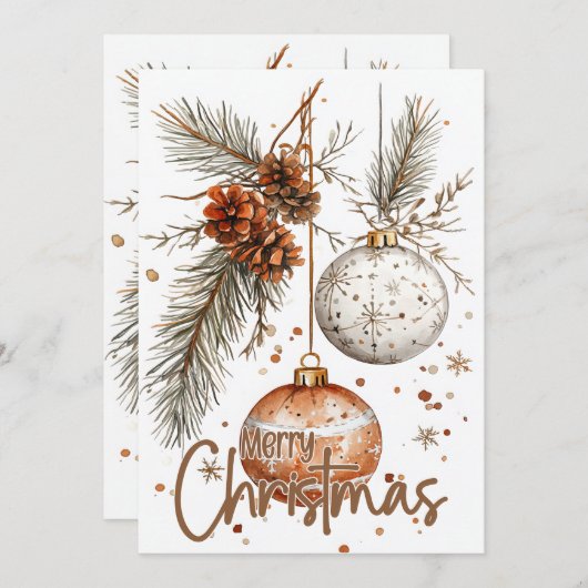 Frohe Weihnachten Rustikale Begrüßung Einladung (Vorne/Hinten)