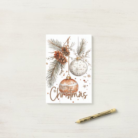 Frohe Weihnachten Rustikale Begrüßung Post-it Klebezettel (Auf Schreibtisch)