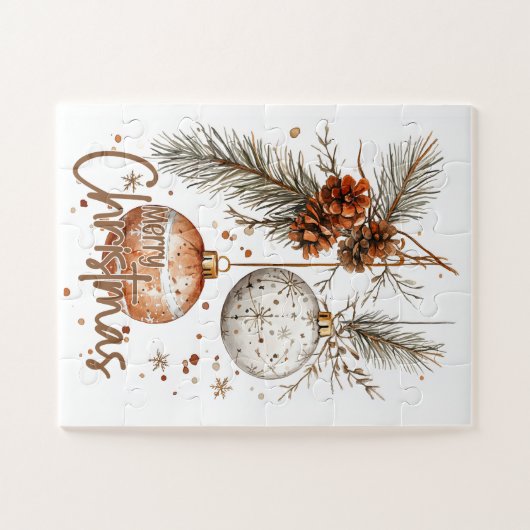 Frohe Weihnachten Rustikale Begrüßung Puzzle (Horizontal)