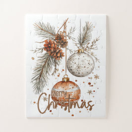 Frohe Weihnachten Rustikale Begrüßung Puzzle