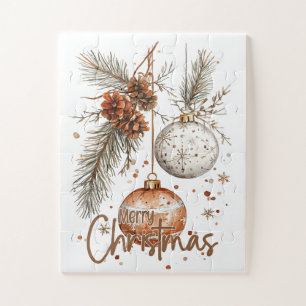 Frohe Weihnachten Rustikale Begrüßung Puzzle