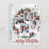 Frohe Weihnachten Rustikale Birch Bark 4 FOTO Gruß Postkarte (Vorne/Hinten)