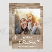 Frohe Weihnachten rustikale braune Holzkarte (Vorne/Hinten)