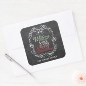 Frohe Weihnachten Rustikale Chalkboard-Mistletos Quadratischer Aufkleber (Umschlag)