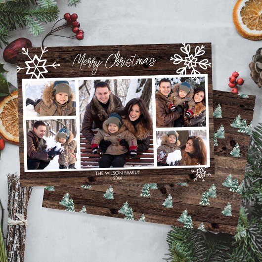 Frohe Weihnachten Rustikale Foto Collage Familie