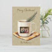 Frohe Weihnachten Rustikale Foto Tasse Flat Holida (Stehend Vorderseite)