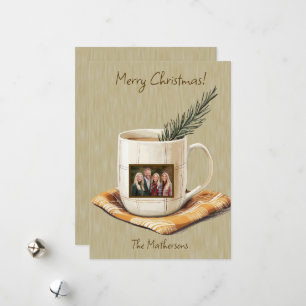 Frohe Weihnachten Rustikale Foto Tasse Flat Holida