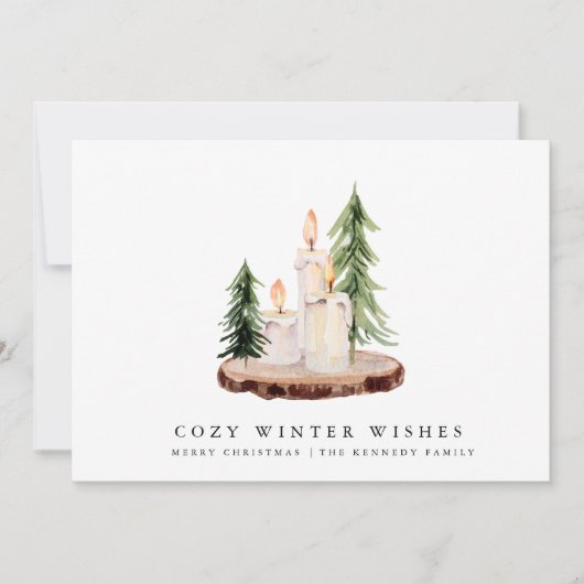 Frohe Weihnachten | Rustikale Kerzen Pinienbäume (Vorderseite)