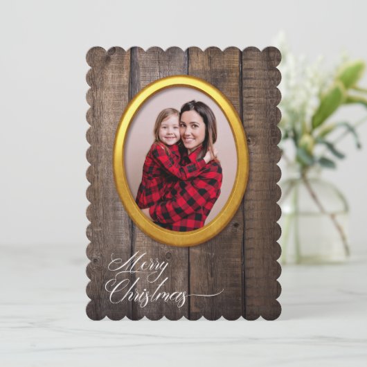 Frohe Weihnachten Rustikale Niedliche Rahmen hinzu (Stehend Vorderseite)