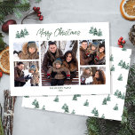 Frohe Weihnachten Rustikale Pines Fünf Foto<br><div class="desc">Teilen Sie Ihre Erinnerungen mit Familie und Freunden mit dieser rustikalen Pinienurlaubskarte. Es enthält die Worte "Frohe Weihnachten" in bearbeitbarem Text für Sie zu personalisieren. Personalisieren Sie mit fünf Ihrer Lieblings-Fotos. Die Karte kehrt zu einem schönen Aquarellkiefernmuster zurück.</div>