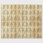 Frohe Weihnachten Rustikale Pinienbäume Geschenkpapier (Flach)