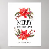 Frohe Weihnachten Rustikale Poinsettia Grüne Poster (Vorne)