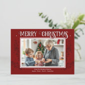 Frohe Weihnachten Rustikale Red Family Foto Urlaub (Stehend Vorderseite)