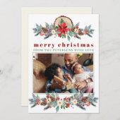 Frohe Weihnachten rustikale rote Blumenfamilie Fot (Vorne/Hinten)