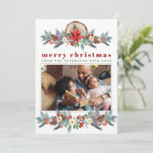 Frohe Weihnachten rustikale rote Blumenfamilie Fot (Stehend Vorderseite)