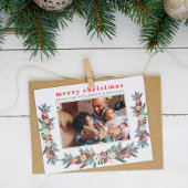 Frohe Weihnachten rustikale rote Blumenfamilie Fot