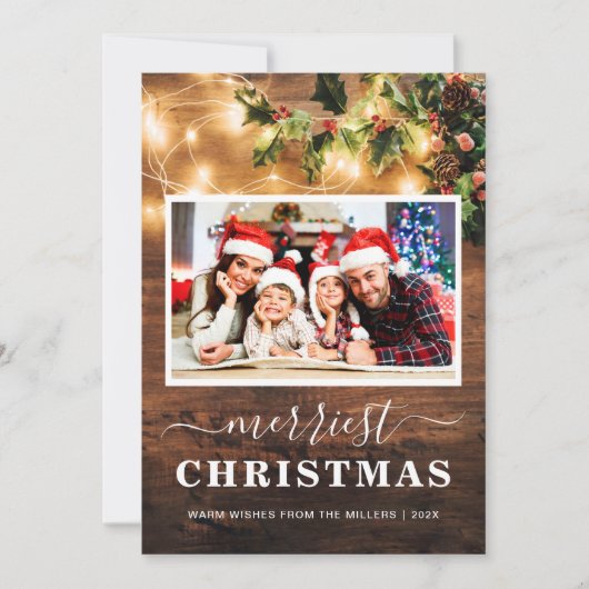 Frohe Weihnachten Rustikale String Lights 4 Foto (Vorderseite)