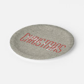 Frohe Weihnachten Rustikale Textur | Urlaub Pappteller (Schrägansicht)