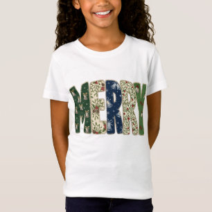 Frohe Weihnachten Rustikale Typografie Immergrün T-Shirt