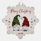 Frohe Weihnachten Rustikale Wasserfarben Gnomes Ur Ornament Karte (Vorderseite)