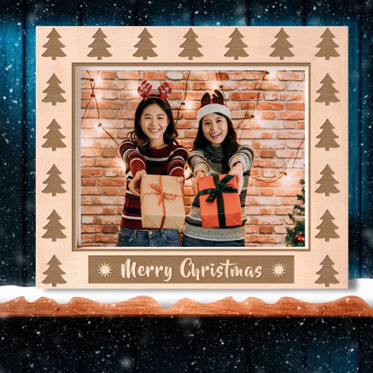 Frohe Weihnachten rustikale Weihnachtsfeier Foto a Geätzte Rahmen