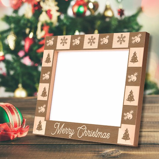 Frohe Weihnachten rustikale Weihnachtsfeier Foto a Geätzte Rahmen