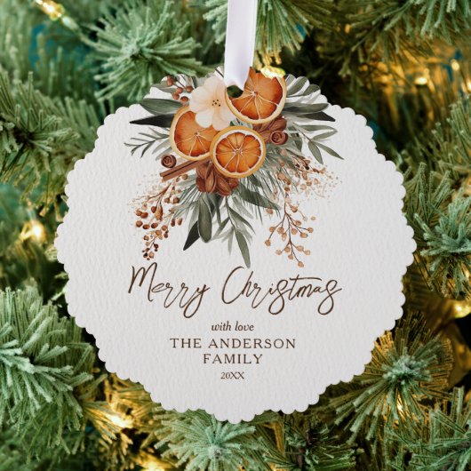 Frohe Weihnachten rustikale Winter botanisches Fot Ornament Karte (Insitu (Baum))