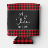 Frohe Weihnachten rustikalen roten Büffel kariert Dosenkühler (Vorderseite)