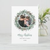 Frohe Weihnachten Rustikaler Grünkränze Foto (Stehend Vorderseite)