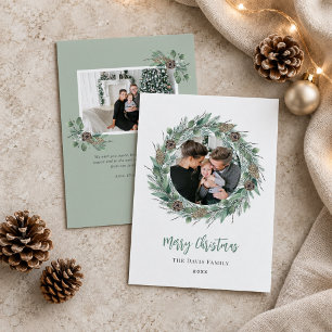 Frohe Weihnachten Rustikaler Grünkränze Foto