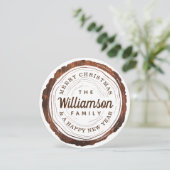 Frohe Weihnachten Rustikaler Holzbaum Slice (Stehend Vorderseite)