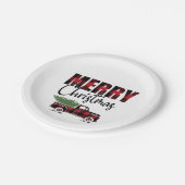 Frohe Weihnachten Rustikaler LKW Pappteller (Schrägansicht)