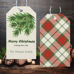 Frohe Weihnachten Rustikaler Pine Holiday Geschenkanhänger