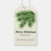 Frohe Weihnachten Rustikaler Pine Holiday Geschenkanhänger (Vorderseite)