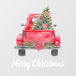Frohe Weihnachten Rustikaler Red Truck Fensteraufkleber
